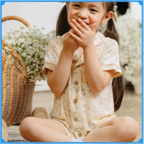 (6M-5Y) Bộ ngắn tay cài giữa Pyjams Bé trai bé gái BU Baby Bambus - BBB1302PJ BBB130211 | Quần áo Bubaby chính hãng