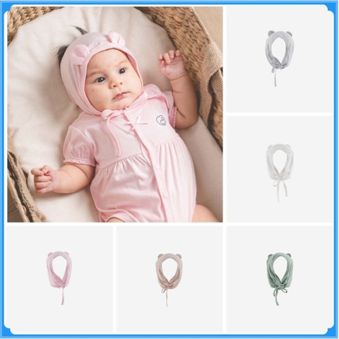 (0M-6M) Mũ buộc dây tai gấu Bubaby Siro cho bé - ASR194322 | Phụ kiện BU Baby chính hãng