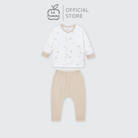 LaPom Bộ dài tay La Pomme cúc thẳng Họa tiết bé xinh - Đồ sơ sinh cho bé - Đồ sơ sinh bé trai - Baby - Đồ sơ sinh bé gái