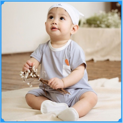 (1M-12M) Body đùi ngắn tay cài sau Bubaby Bamco - BBC231002 | Quần áo BU Baby chính hãng