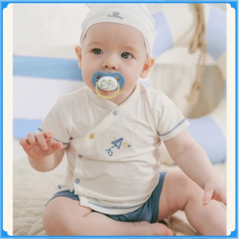 (1M-9M) Bộ ngắn tay cài chéo Bubaby Bambus Gami - BBB130803 BBB130800 | Quần áo BU Baby chính hãng