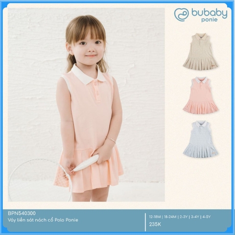 (1Y-5Y) Váy ngắn tay bèo gấu, váy liền sát nách cổ Polo BU Baby Ponie BPN53BG00 BPN540300 | Váy Bubaby chính hãng