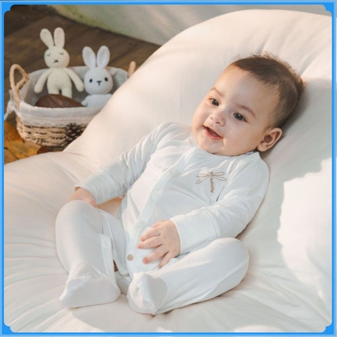 (NB-3M) Bodysuit dài tay liền tất sợi tre BBB2102LT Dona - Bambus - Quần áo BU Baby - Bubaby sơ sinh
