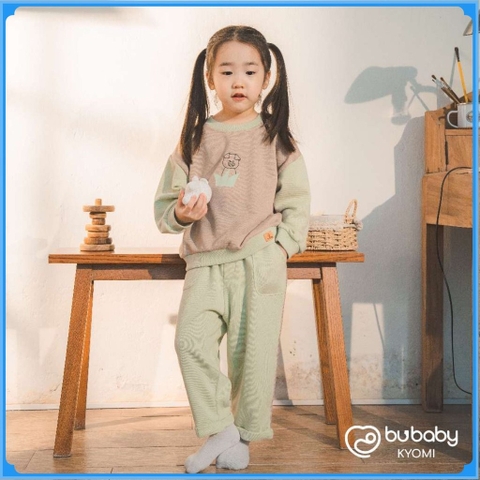 (1Y-5Y) Bộ dài tay cài vai chất nỉ ấm áp - Bộ quần áo mùa đông Bubaby - Bubaby bé trai – Bubaby bé gái – Quần áo Bubaby