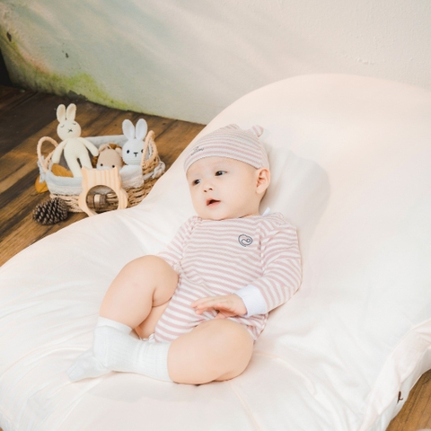 (1M-12M) Bộ đồ liền thân dài tay cài vai BSR2101ST  Siro Stripy cho bé sơ sinh -	Bubaby sơ sinh – Quần áo Bubaby