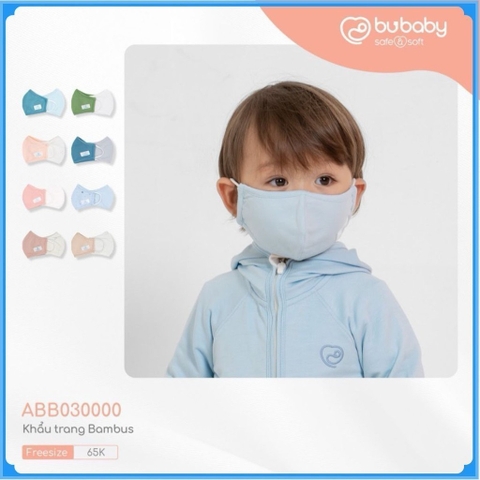 Set 02 Khẩu Trang cho bé vải Sợi Tre Đan Mạch BA059 Bambus kháng khuẩn tự nhiên BUBaby  - Phụ kiện chính hãng Bubaby