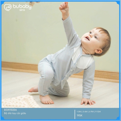 (1M-12M) Bộ dài tay cài giữa bé trai bé gái Siro - BSR110206 | Quần áo BU Baby chính hãng