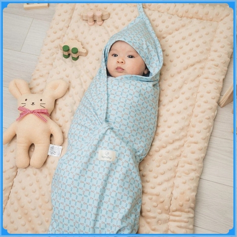 (Freesize) Chăn ủ có mũ Iconic 1 Cotton ACT0817IM | Phụ kiện BU Baby chính hãng