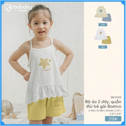 (6M-5Y) Bộ ngắn tay cài sau , áo 2 dây + Quần đùi Bamco cho bé gái - BBC1310BG BBC153101 | Quần áo BU Baby chính hãng
