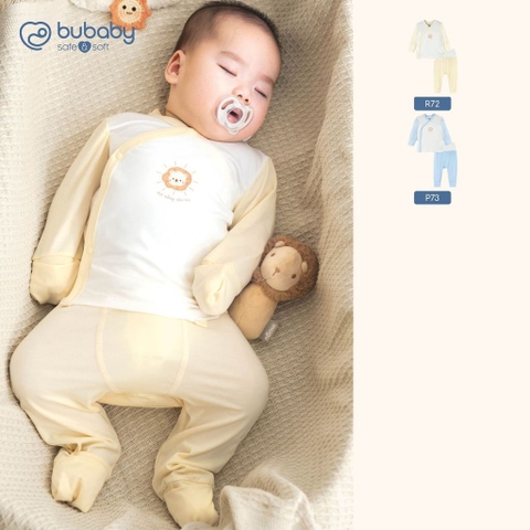 BU Baby (0M-9M) Bộ dài tay cài chéo Bao tay chân Lật Mềm mát thời trang hè Little Sunshine IVS110
