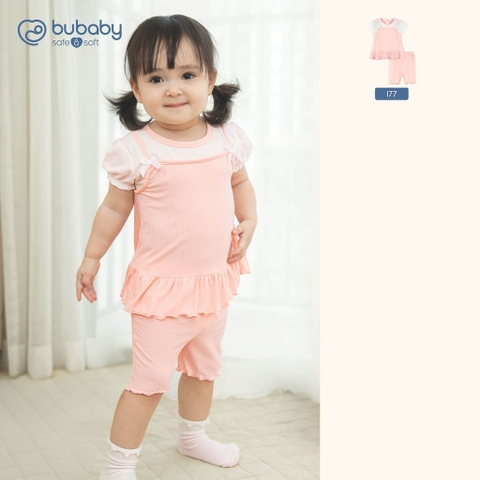 BU Baby (6M-5Y) Bộ ngắn tay cài sau Thời trang hè cho bé gái Bubaby Viscose IVS1310BG | Chính hãng