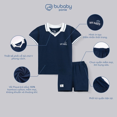(6M-5Y) Bộ quần áo ngắn tay cổ Polo cổ V cao cấp Năng động Mùa Hè cho bé yêu Ponie - PPN13060