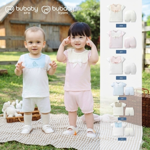 (0-12M) Bộ quần áo ngắn tay cài lệchbé trai bé gái mềm mát vải co giãn - KVS130| BU Baby chính hãng