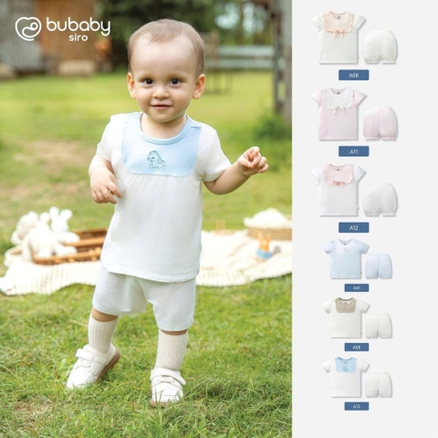 (0-12M) Bộ quần áo ngắn tay cài lệchbé trai bé gái mềm mát vải co giãn - KVS130| BU Baby chính hãng