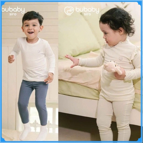 (6M-5Y) Quần legging dài + Áo dài tay cho bé trai bé gái Bubaby Siro BSR410005 | Quần áo chính hãng