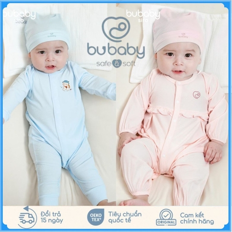 (NB-3M) Body dài tay cài giữa bé trai bé gái Bubaby Siro - BSR210205 | Quần áo BU Baby chính hãng