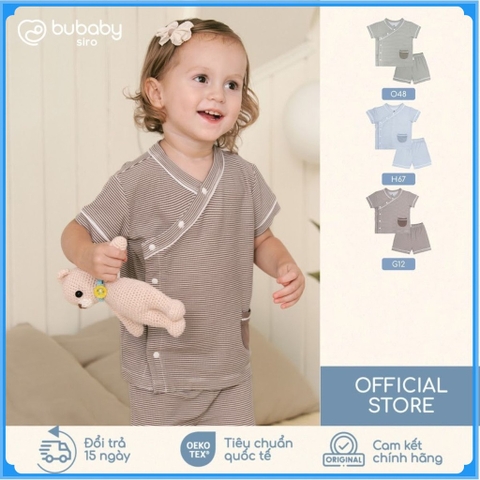 (6M-18M) Bộ ngắn tay cài chéo Pijama mặc ở nhà, đồ ngủ cho bé BU SIro BSR1308PJ | Quần áo Bubaby chính hãng