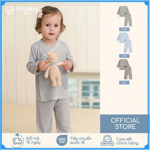 (6M-18M) Bộ dài tay cài chéo Pijama mặc ở nhà, đồ ngủ cho bé  BU Siro BSR1108PJ | Quần áo Bubaby chính hãng