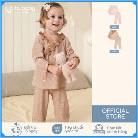(6M-18M) Bộ dài tay cài chéo Pijama mặc ở nhà, đồ ngủ bé gái BU Baby Siro BSR1108BG| Quần áo chính hãng