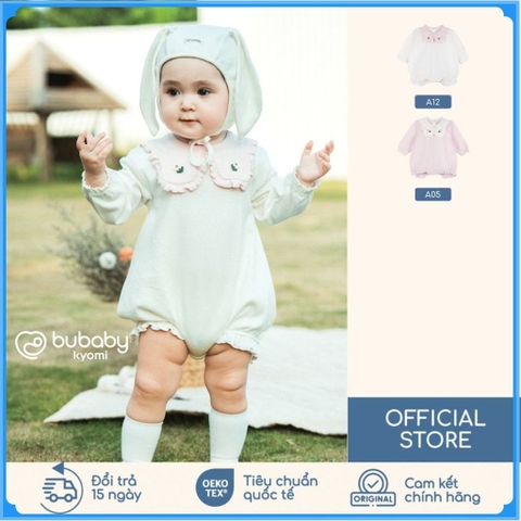 (1M-9M) Body chip dài tay Thu êm bèo cổ Jacquard Bubaby Siro BSR213300 | Body BU Baby chính hãng