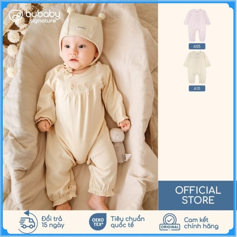 (1M-12M) Body dài tay cài vai Nhún ngực mùa Thu êm Bubaby Siro BSR2101NN | Body chính hãng