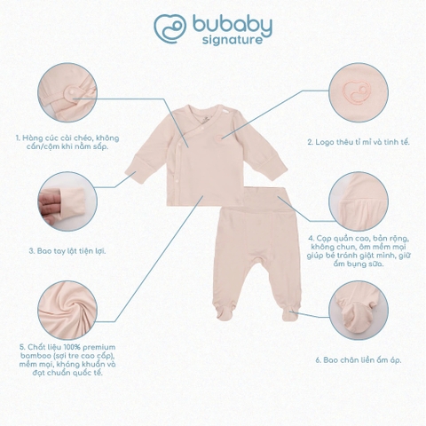 (NB-3M) Bộ dài tay cài chéo Bambus - BBB110810 | Quần áo BU Baby Chính hãng