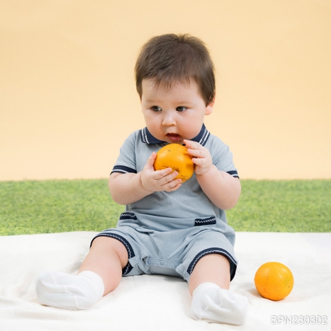 (1M-12M) Body đùi ngắn tay cổ Polo cho bé Bubaby Ponie - BPN230302 | Quần áo BU Baby chính hãng