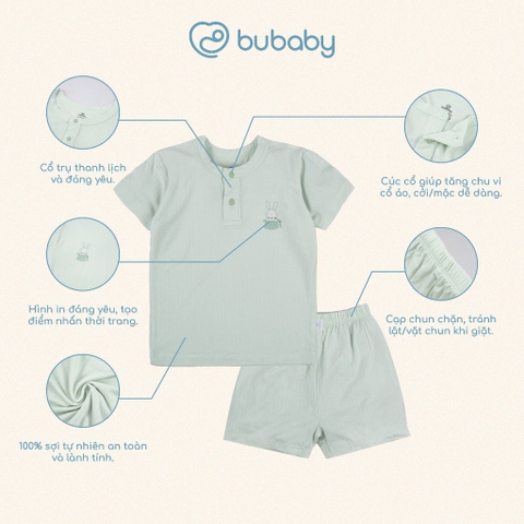 (6M-5Y) Bộ quần áo ngắn tay cổ trụ bé trai bé gái Bubaby Siro - BSR130305 BSR130306 | Quần áo BU Baby chính hãng