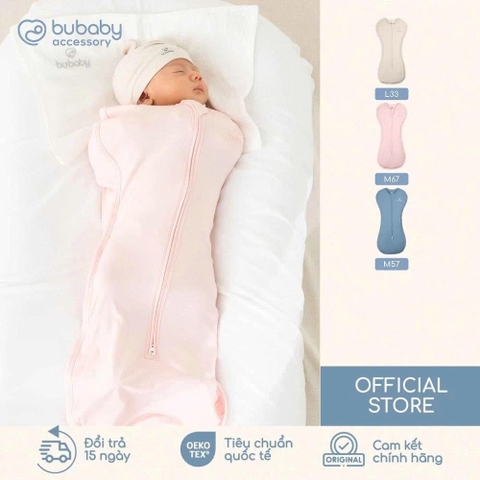 (0M-9M) Túi ngủ cho bé ABB451100 ABB451103 - chất sợi tre khoá kéo 2 chiều BUbaby - Túi ngủ BUbaby chính hãng