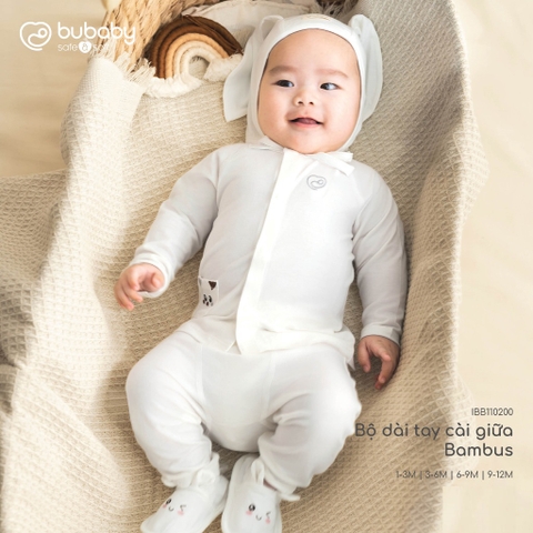 BU Baby (1M-12M) Bộ dài tay cài giữa thoáng mát cho bé Bubaby Bambus IBB110200 | Quần áo chính hãng