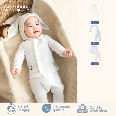 BU Baby (1M-12M) Bộ dài tay cài giữa thoáng mát cho bé Bubaby Bambus IBB110200 | Quần áo chính hãng