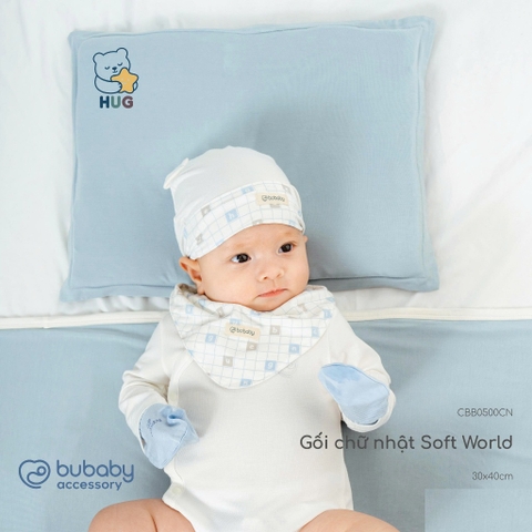Gối chữ nhật Soft World Gối Gấu nhỏ Bubaby Bambus mềm mát cho bé sơ sinh CBB0500| BU Baby chính hãng