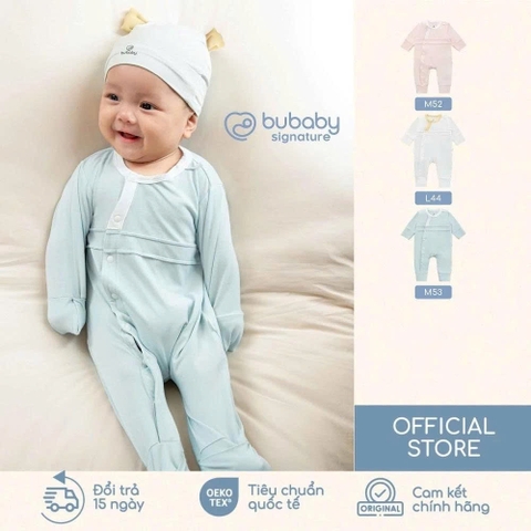 (NB-3M) Body dài tay cài chéo bao tay chân lật Bambus - BBB210803 BBB210805 | Quần áo chính hãng BU Baby