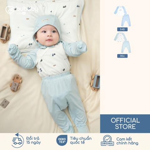 BU Baby (0M-9M) Bộ dài tay cài chéo Little Car BU Bamboo IBB110802 | Body sơ sinh chính hãng