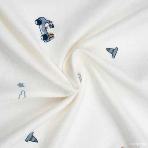 BU Baby (0M-12M) Body đùi ngắn tay cài giữa Little Car Bamboo SBB230200 | Body Sơ sinh chính hãng