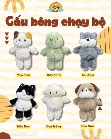 ĐỒ CHƠI GẤU BÔNG CHẠY BỘ - THÚ NHỒI BÔNG CAO CẤP 45CM