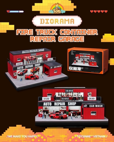 ĐỒ CHƠI MÔ HÌNH BÃI ĐỖ XE FIRE TRUCK CONTAINER REPAIR GARAGE