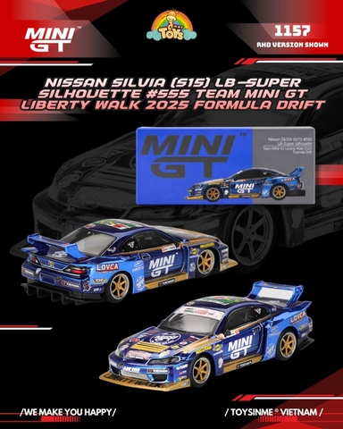 ĐỒ CHƠI MÔ HÌNH XE MINIGT 1:64- NISSAN LB-SUPER SILHOUETTE S15 SILVIA #555 (FORMULA DRIFT) - MGT01157