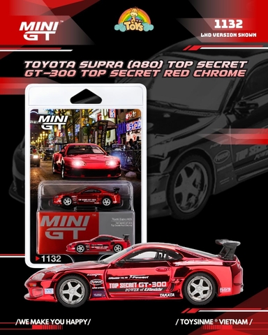 ĐỒ CHƠI XE MÔ HÌNH MINIGT 1:64- TOYOTA SUPRA (A80) TOP SECRET GT-300 RED CHROME - MGT01132