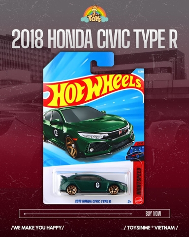 ĐỒ CHƠI XE MÔ HÌNH HOT WHEELS 2018 HONDA CIVIC TYPE R