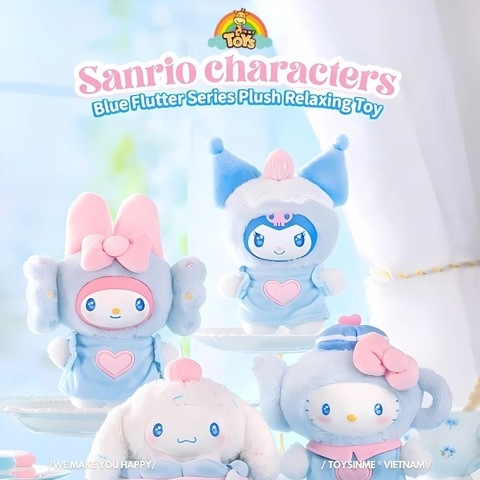 ĐỒ CHƠI HỘP MÙ MÓC KHÓA SANRIO CHARACTERS BLUE FLUTTER SERIES PLUSH RELAXING TOY