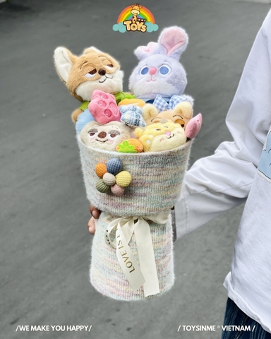 SET HOA GẤU BÔNG NHÂN VẬT HOẠT HÌNH - ĐỒ CHƠI QUÀ TẶNG LƯU NIỆM