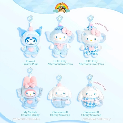 ĐỒ CHƠI HỘP MÙ MÓC KHÓA SANRIO CHARACTERS BLUE FLUTTER SERIES PLUSH RELAXING TOY