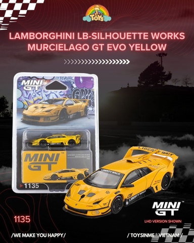 MÔ HÌNH XE MINIGT 1:64- LB SILHOUETTE WORKS MURCIELAGO GT EVO YELLOW- MGT01135