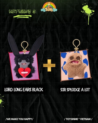 COMBO FUGGLER KEYRINGS V5 LORD LONG EARS BLACK + SIR SPLODGE