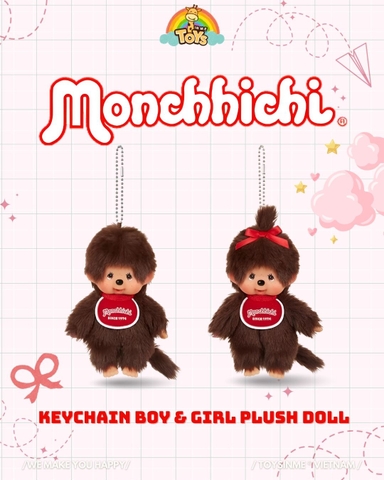 MÓC KHÓA MÔ HÌNH ĐỘNG VẬT MONCHHICHI KEYCHAIN BOY & GIRL PLUSH DOLL 15CM