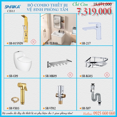 Combo 11 - Trọn Bộ Thiết Bị Vệ Sinh Phòng Tắm SARIKA
