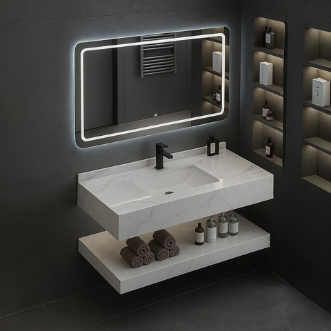 Kệ Lavabo Đá SARIKA BD03 Cao Cấp Gương Led Cảm Ứng