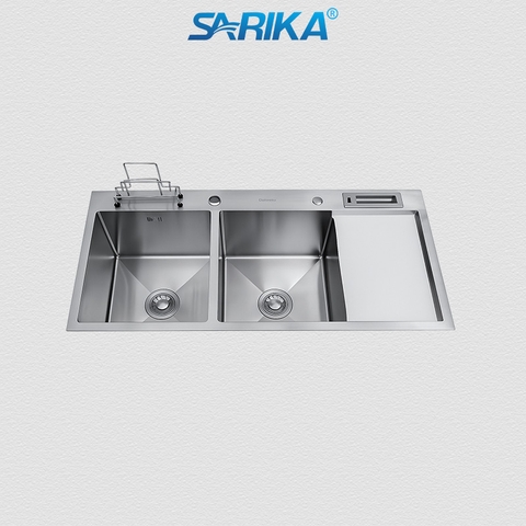 Chậu Rửa Chén SARIKA® CR16 Inox 304 2 Hộc Cánh, Cài Dao Thớt