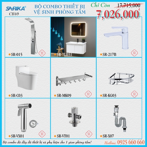Combo 16 - Trọn Bộ Thiết Bị Vệ Sinh Phòng Tắm SARIKA